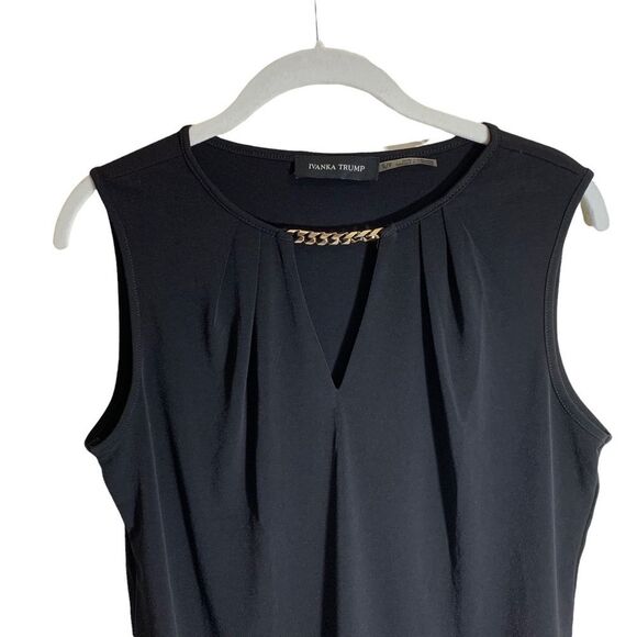 Ivanka Trump Classic Black Sleeveless Top w/ Chain Neck Design - Small - Picture 3 of 9